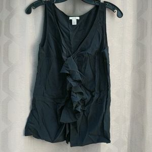Black Silk JCrew Ruffle Front Tank Top